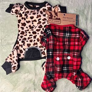Set of 2 (1 NWT) Fuzzy Dog Onesies